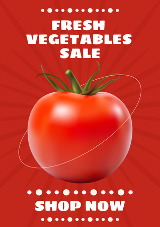 Juicy Red Tomato for Grocery Store Promotion Poster Design Template