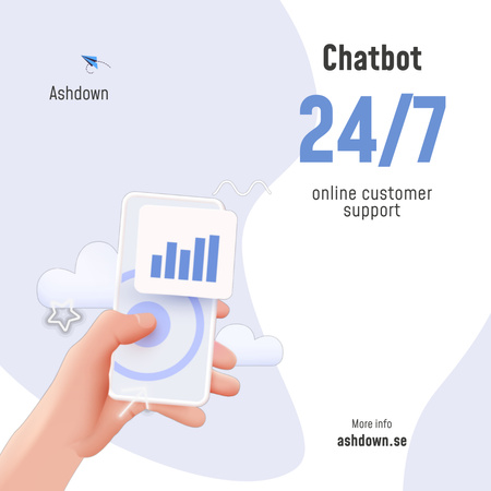 Online Customers Support Chat on Phone Screen Animated Post Design Template