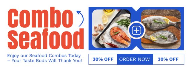Plantilla de diseño de Offer of Seafood Combo Facebook cover 
