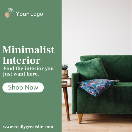 Furniture Store Advertisement with Cozy Sofa Instagram Design Template