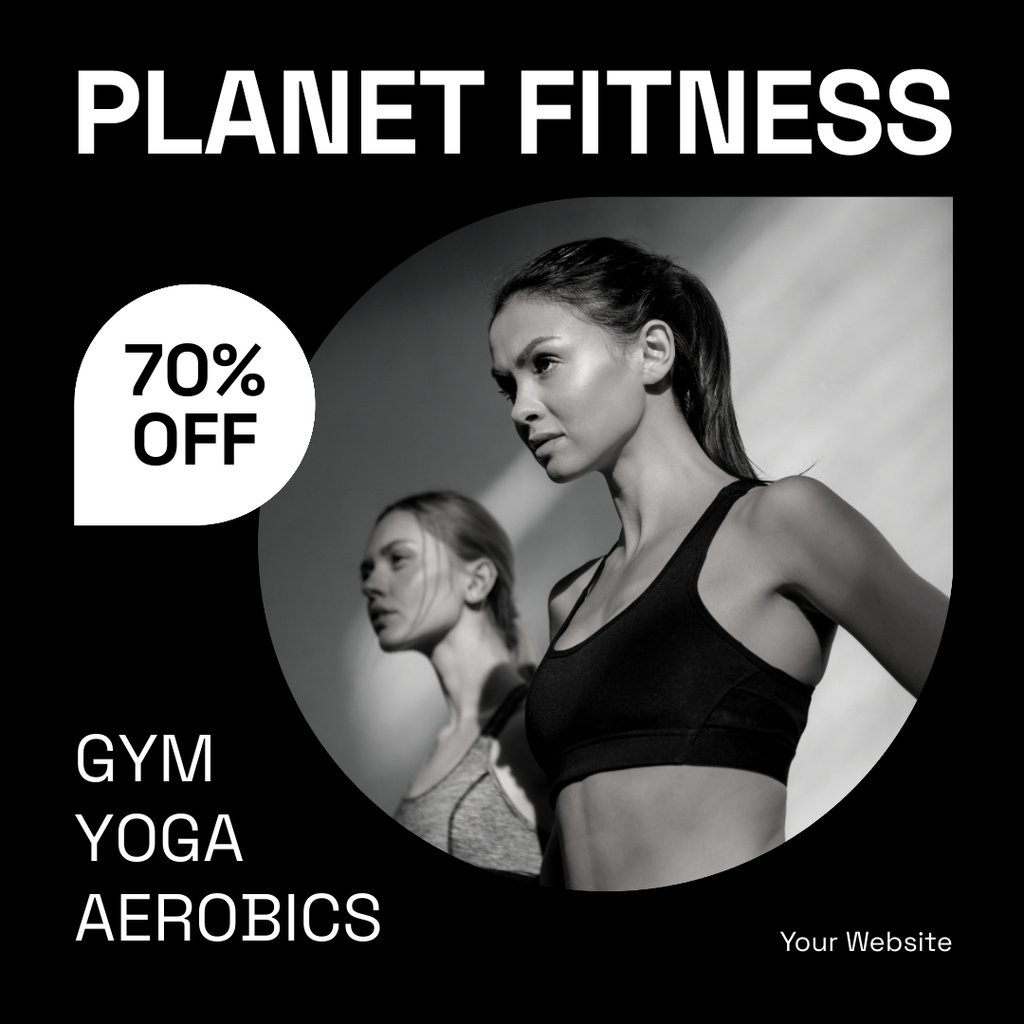 Discount Offer on Workouts in Fitness Center Instagram Tasarım Şablonu
