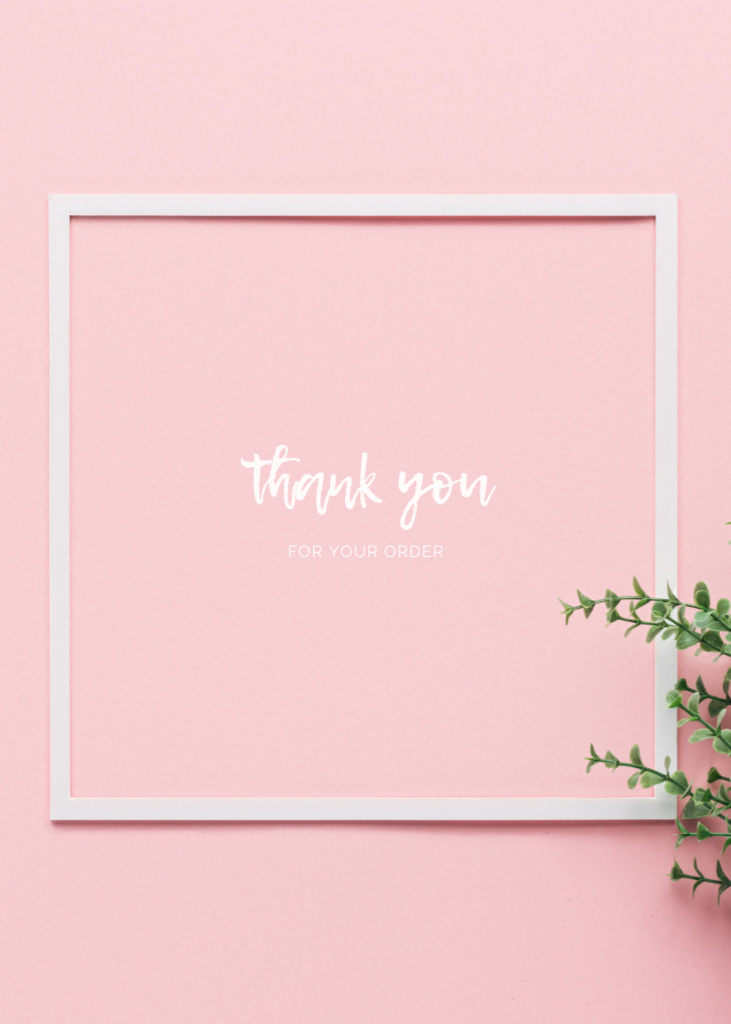 Cute Thankful Phrase in Pink Postcard 5x7in Vertical Design Template