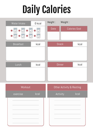 Daily calories and healthy nutrition Schedule Planner Design Template