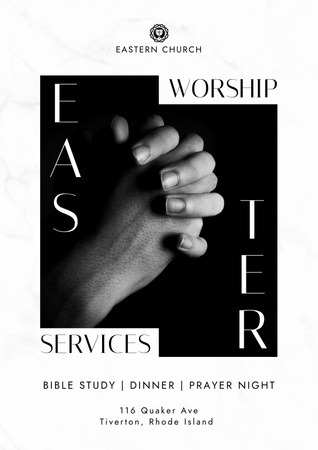 Easter Worship Services on Black Poster Πρότυπο σχεδίασης