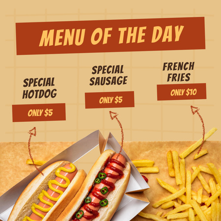 Designvorlage spezielle fast-food-menüs für Instagram