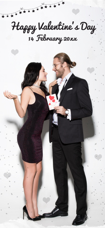 バレンタインデーに向けてギフトと挨拶を共有するカップル Snapchat Moment Filterデザインテンプレート