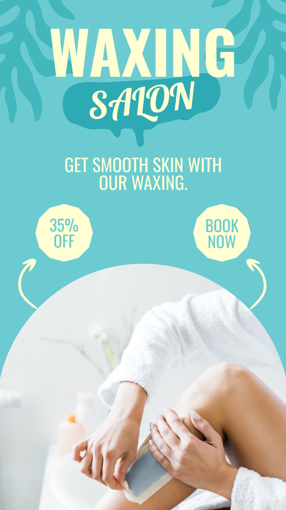 Advertising for Wax Hair Removal Salon on Blue Instagram Story Design Template