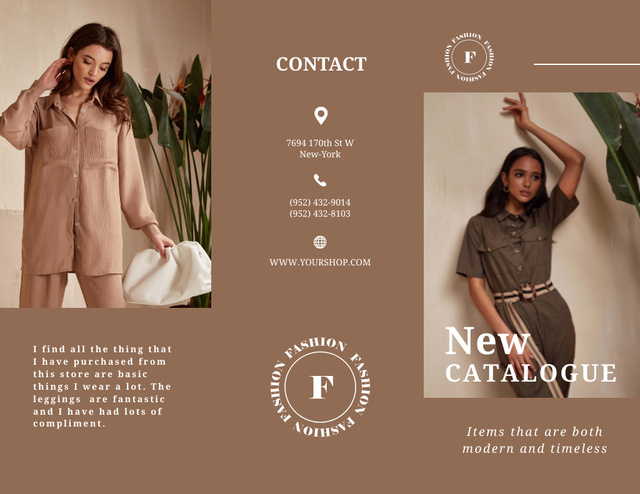Plantilla de diseño de Bags Catalogue Ad with Stylish Woman Brochure 8.5x11in 