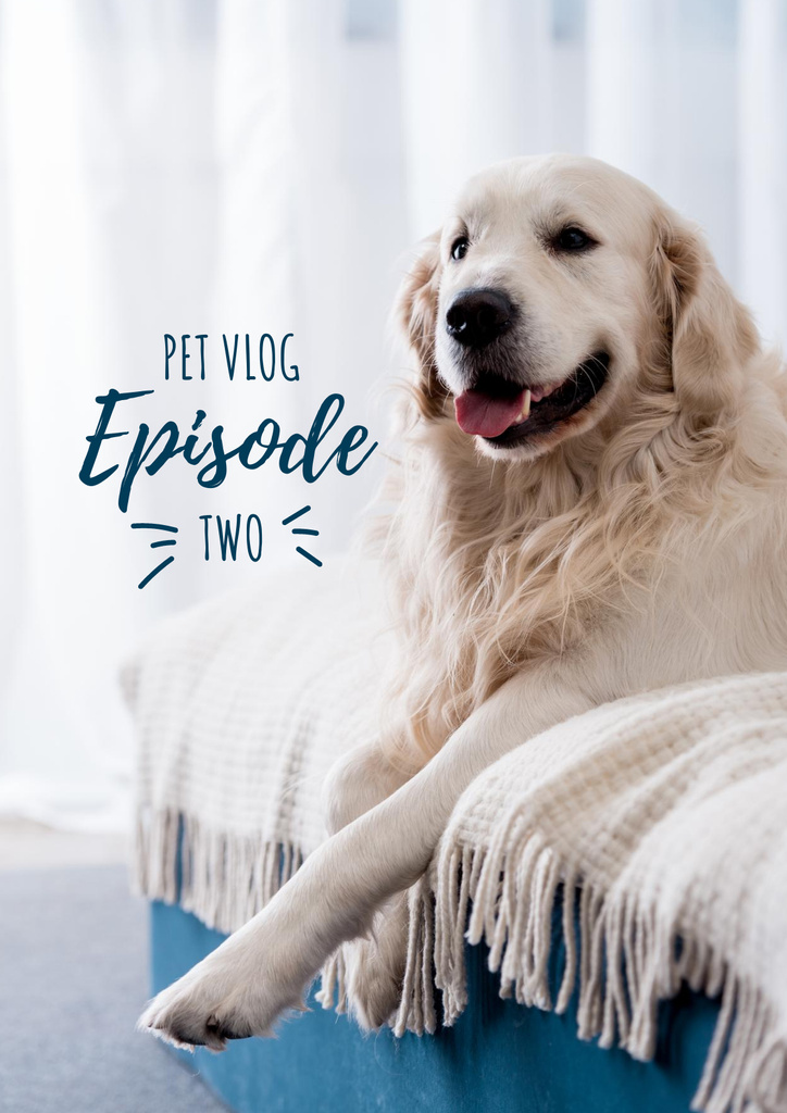 Pet Vlog Ad with Cute Dog Poster Modelo de Design