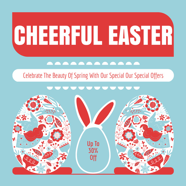 Cheerful Easter Celebration Announcement Instagram Design Template