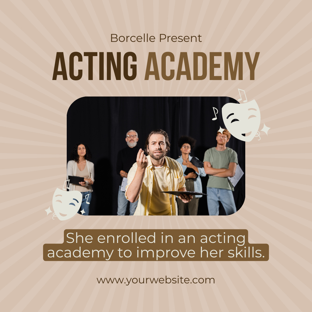Offer Training at Acting Academy for Everyone Instagram AD Design Template