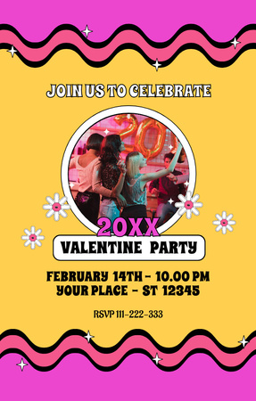 Platilla de diseño Valentine's Day Party Celebration Announcement Invitation 4.6x7.2in