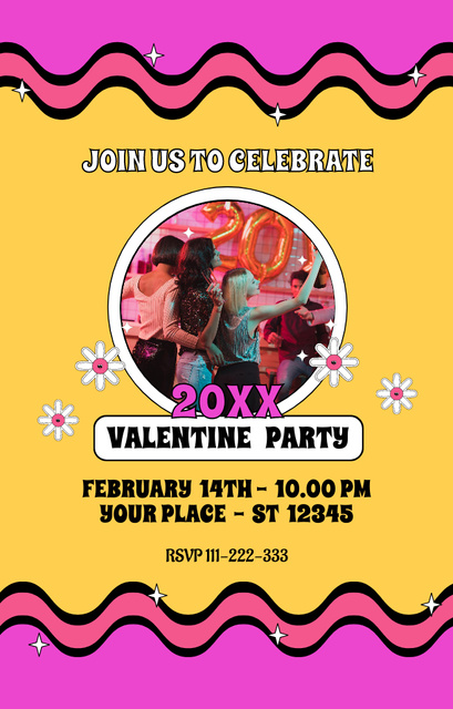 Valentine's Day Party Fun Invitation 4.6x7.2inデザインテンプレート