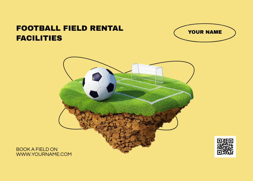 Football Field Rental Offer with Green Lawn Flyer 5x7in Horizontal – шаблон для дизайну