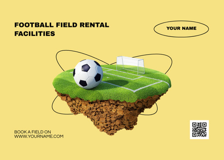 Football Field Rental Offer with Green Lawn Flyer 5x7in Horizontal Design Template