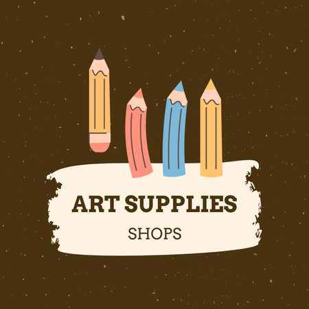 Kırtasiye Mağazasında Sanat Malzemeleri Animated Logo Tasarım Şablonu
