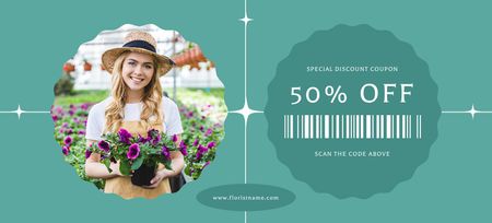 Farm Grown Flowers Discount Coupon 3.75x8.25in Design Template