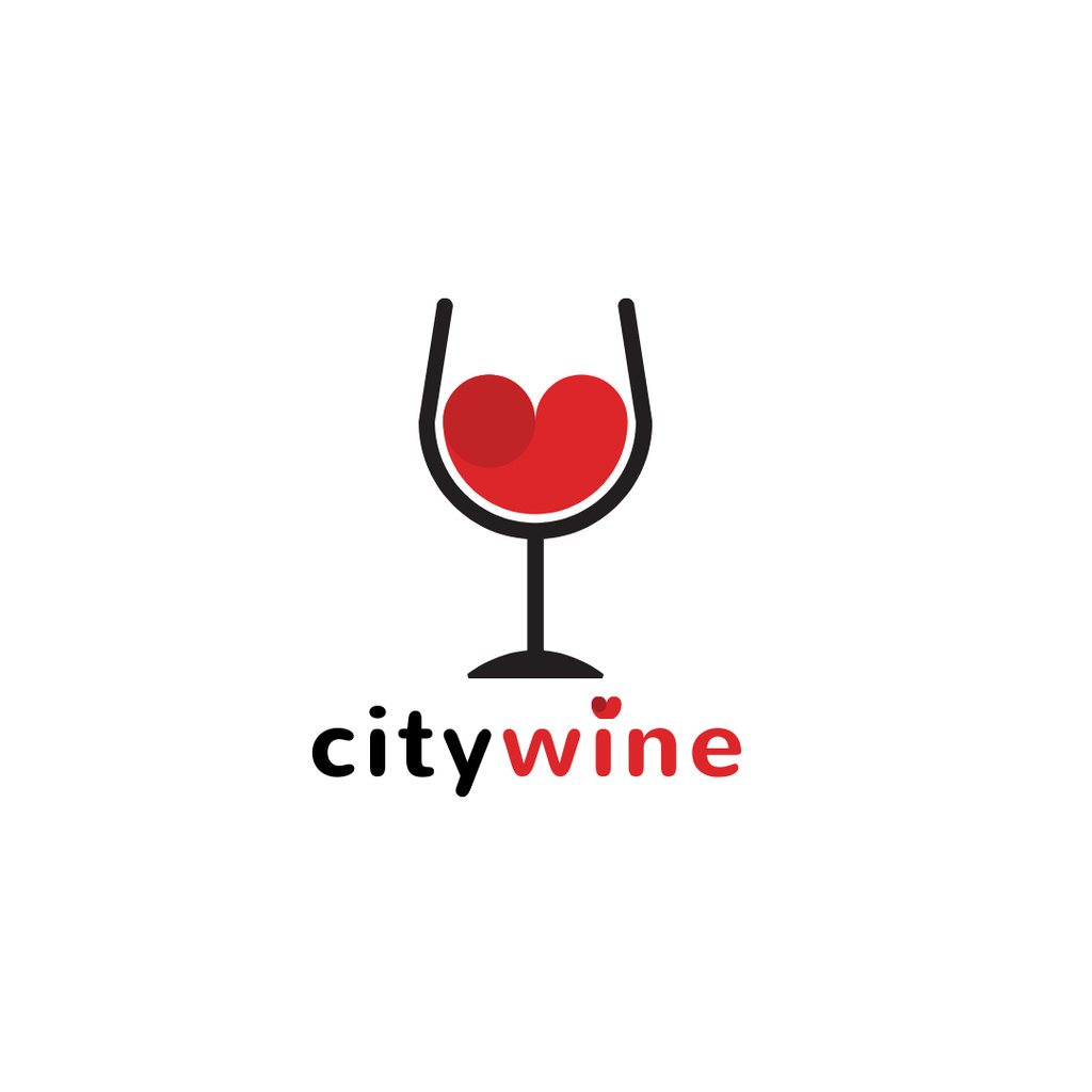 Wine Guide with Red Heart in Glass Logo 1080x1080pxデザインテンプレート