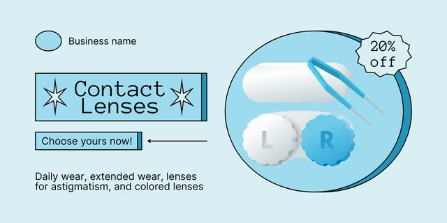 Discount on Contact Lenses with Container Twitter Design Template