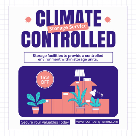 Plantilla de diseño de Anuncio de servicio de almacenamiento de control climático Instagram AD 
