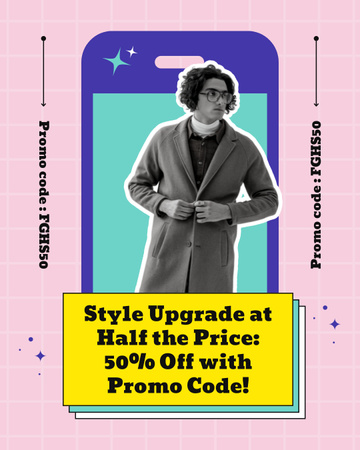 Stylish Young Man in Long Coat Instagram Post Vertical Design Template