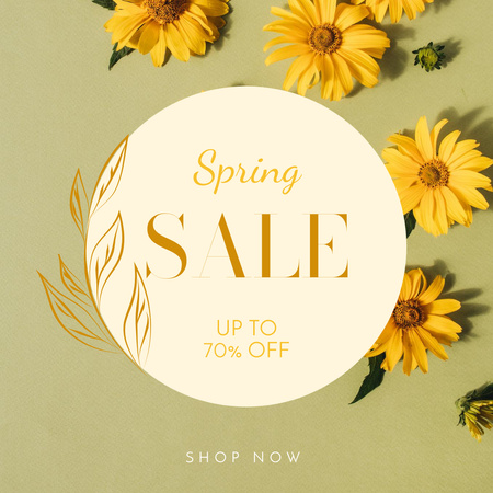 Spring Fashion Sale Floral Green Instagramデザインテンプレート