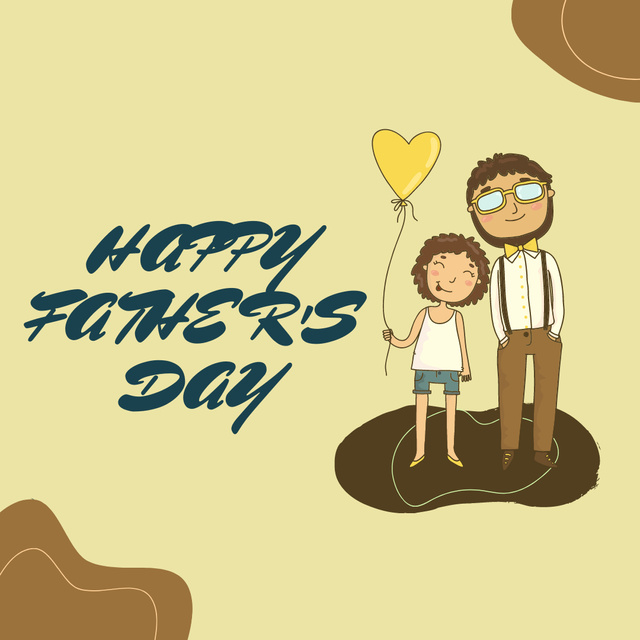 Father's Day Holiday Greeting with Cute Illustration Instagram Design Template