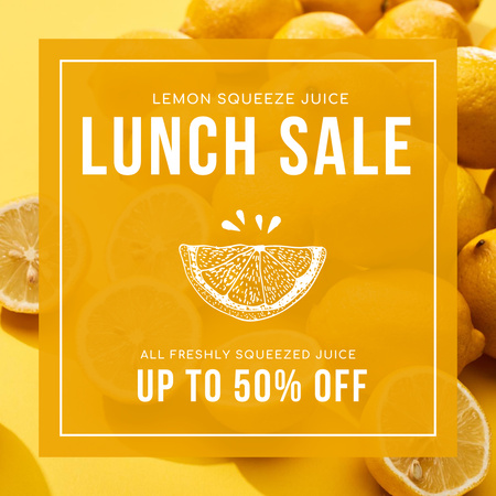 Lemon Juice Sale Ad with Fruit Slices Instagram Tasarım Şablonu