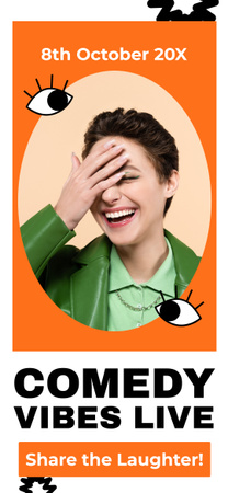 Comedy Show Ad with Laughing Young Woman Snapchat Geofilter Design Template
