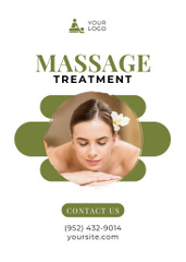 Massage Treatments Advertisement with Young Woman