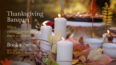 Thanksgiving Banquet With Gourmet Dishes And Candles Full HD video Design Template