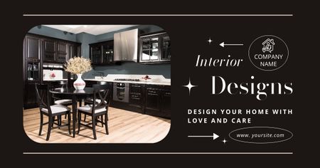 Design de interiores de cozinha elegante Facebook AD Modelo de Design
