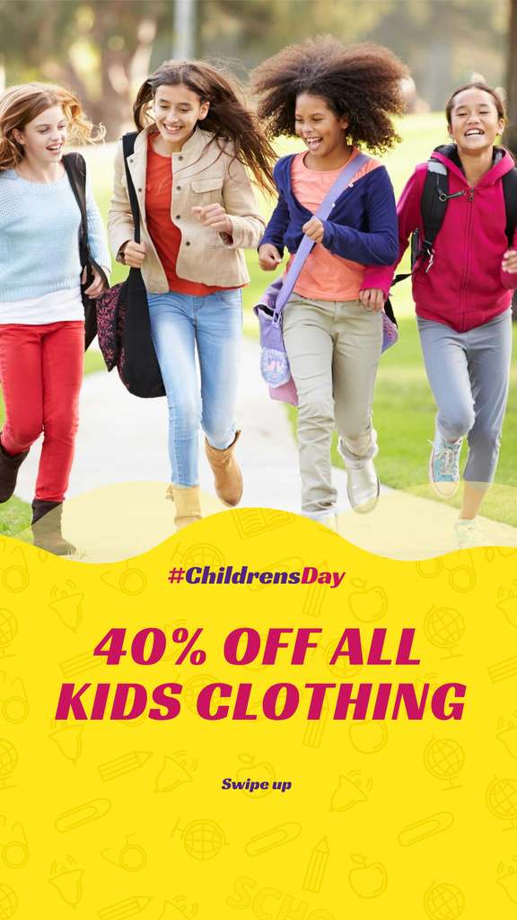 Children's Day Discount Offer with Happy Kids Instagram Story Design Template