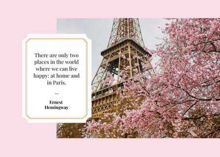 Paris Travelling Inspiration with Eiffel Tower Postcard 5x7in Design Template