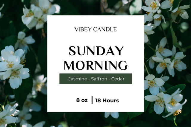 Ontwerpsjabloon van Label van Scented Candles With Jasmine And Saffron Offer
