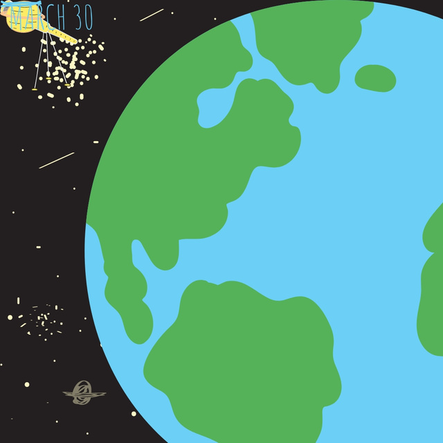 Planet view on Earth hour Instagram AD tervezősablon