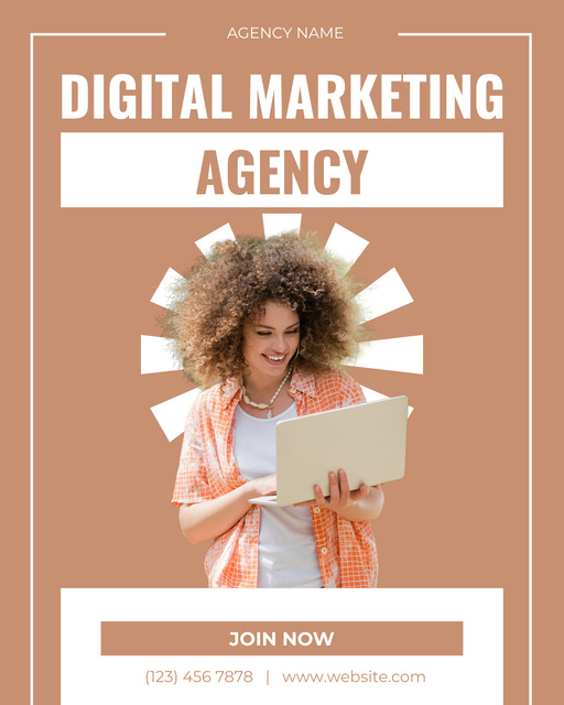 Digital Marketing Agency Services with African American Woman Instagram Post Vertical Modelo de Design