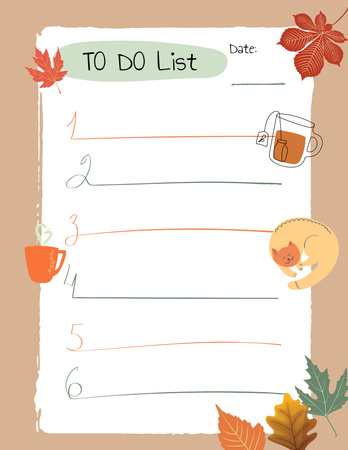To Do List with Autumn Illustration Notepad 8.5x11in Design Template