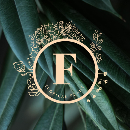 Template di design Exotic Plants Shop Ad with Green Leaves Logo 1080x1080px
