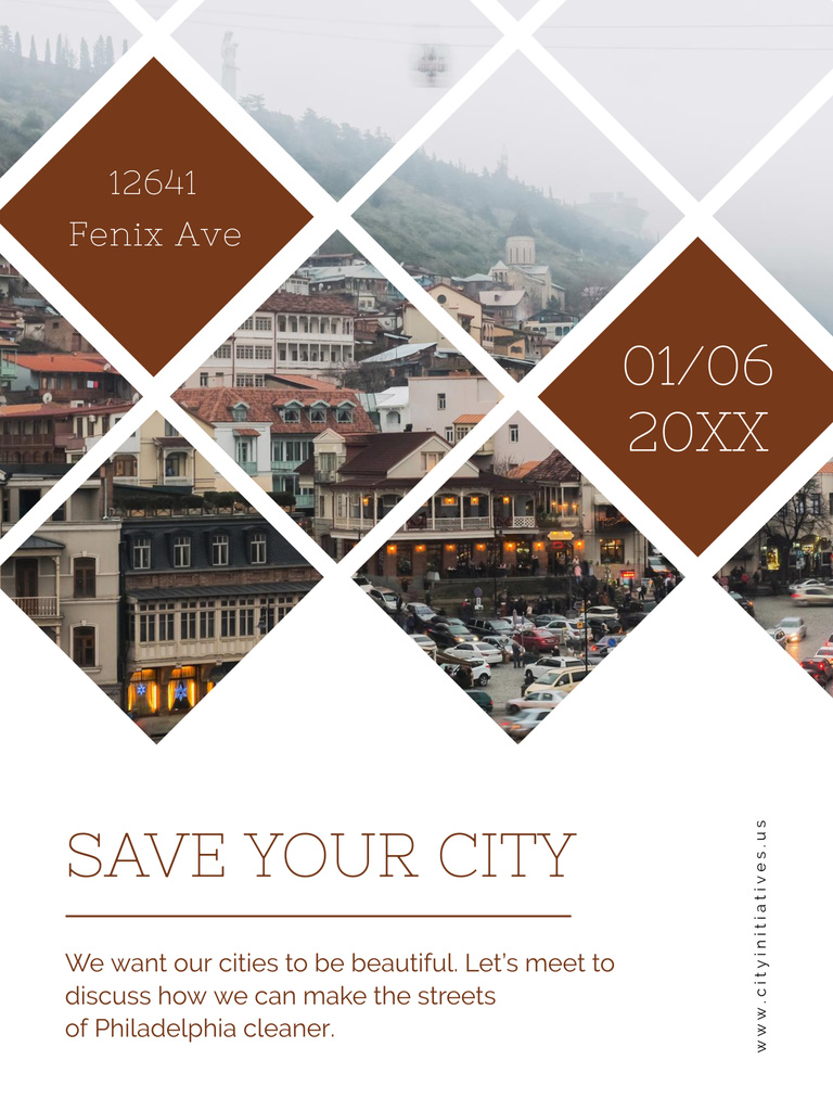 Urban Event with City Buildings Poster 36x48in Šablona návrhu