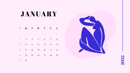 Creative Illustration of Female Silhouette Calendarデザインテンプレート