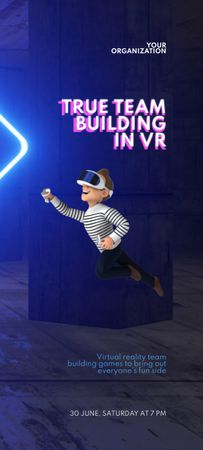 Virtual Team Building Announcement Invitation 9.5x21cm Design Template