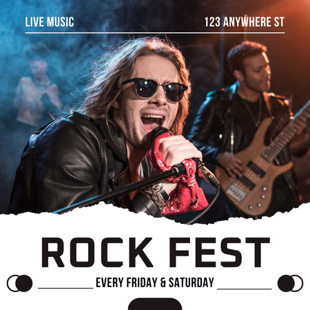 Rock Music Festival Event Announcement Instagram Design Template
