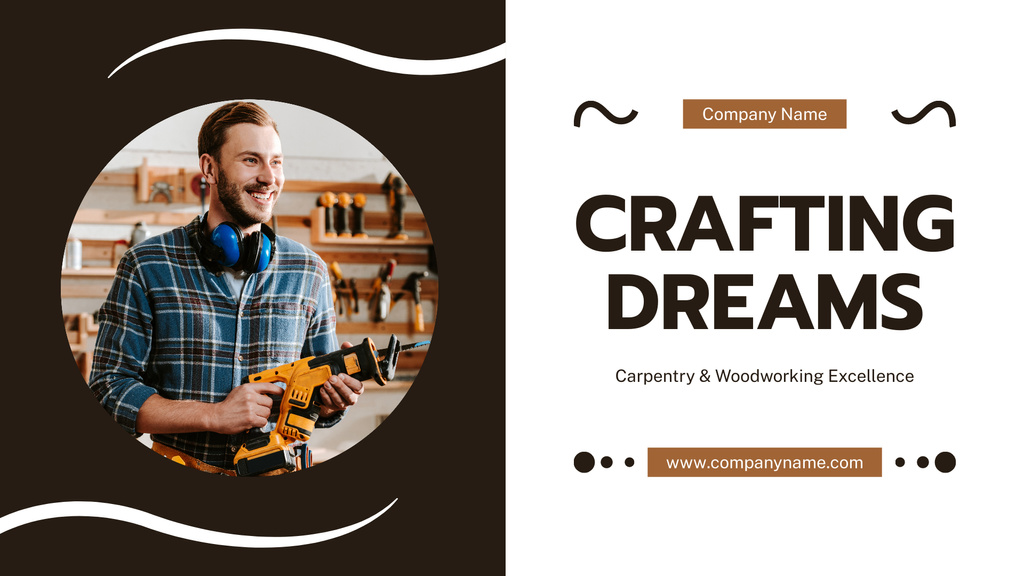 Professional Carpentry and Woodworking Services Presentation Wide – шаблон для дизайна