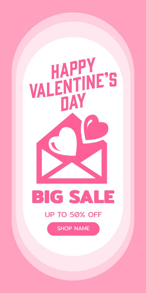 Valentine's Day Sale with Envelope Graphic Tasarım Şablonu