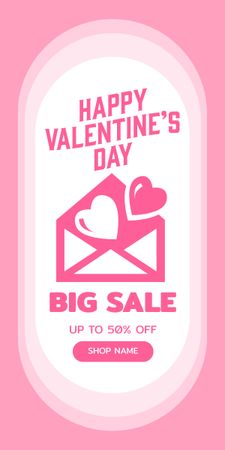 Valentine's Day Sale with Envelope Graphic Design Template