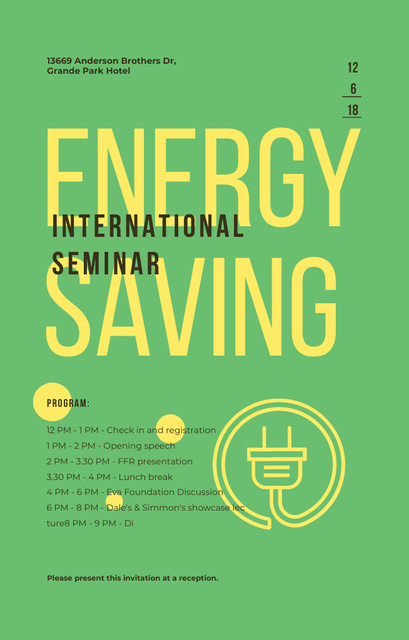 Illustration of Socket For Energy Saving Seminar Invitation 4.6x7.2in Šablona návrhu