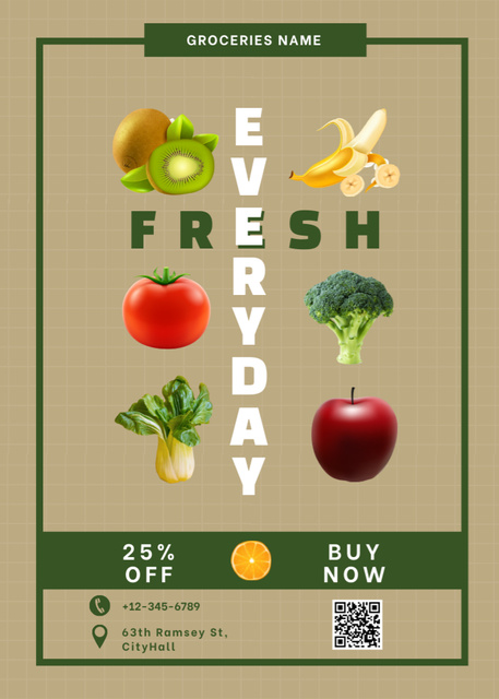 Fresh Grocery Products For Everyday Sale Offer Flayer Design Template