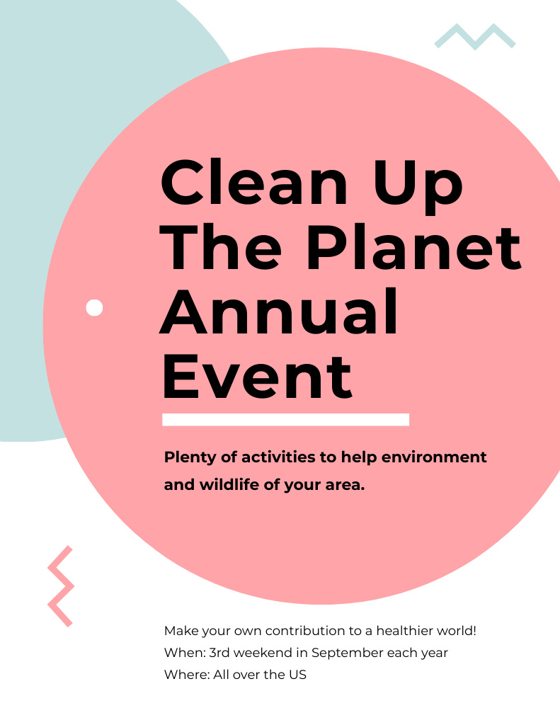 Ecological Event with Illustration of Blue and Pink Circles Flyer 8.5x11in Design Template