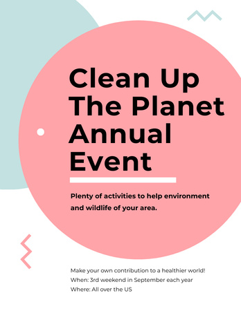 Ecological Event Announcement with Circles Illustration Flyer 8.5x11in Design Template
